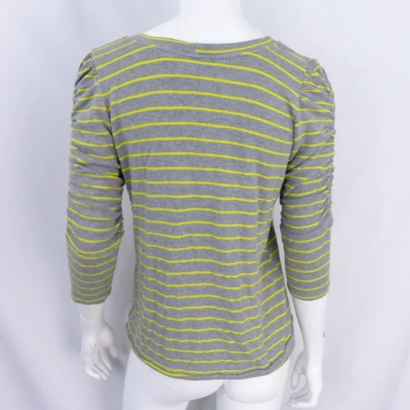 Anthropologie Large Dolan Scrunch Top Yellow Gray - Picture 2 of 8